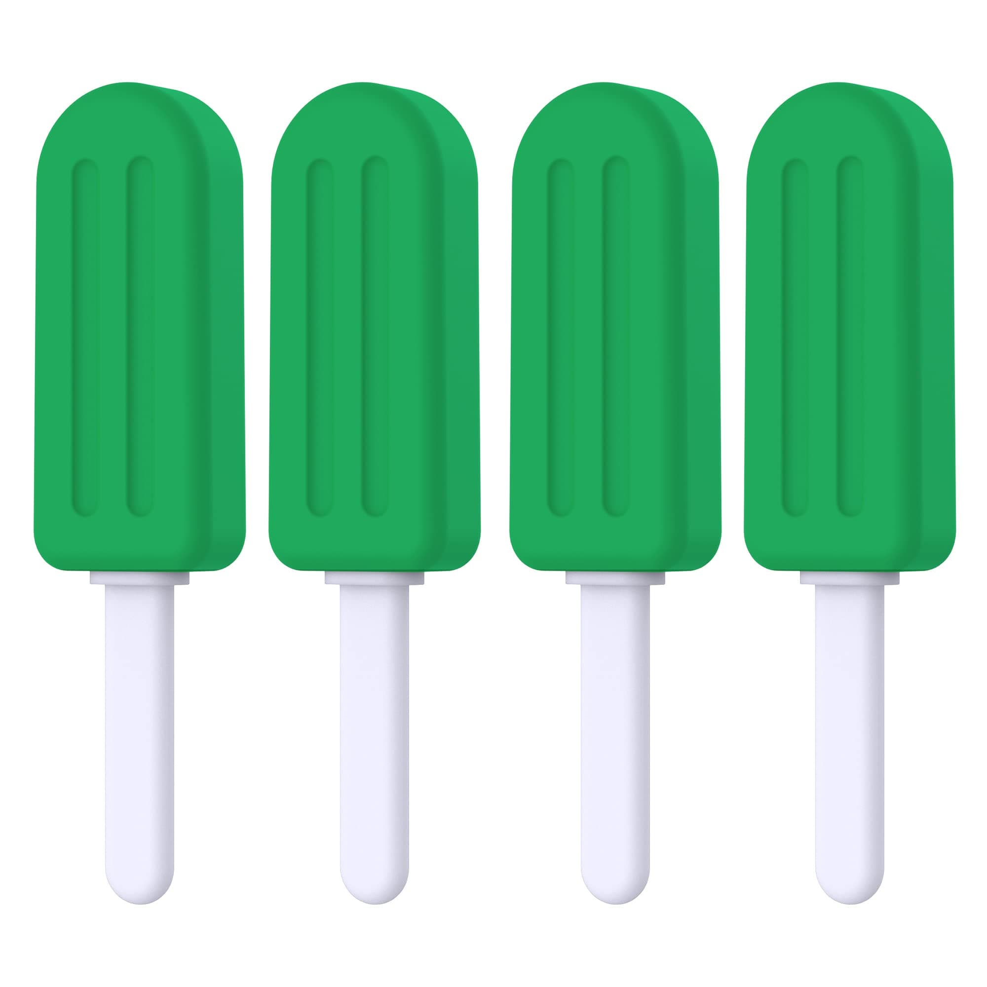 Chewies for Invisalign Aligner, 4 PCS Popsicle Silicone Chewies with Grip Handles, for Invisible or Metal Braces Aligner Munchies, 4 Mint Flavor (Green)