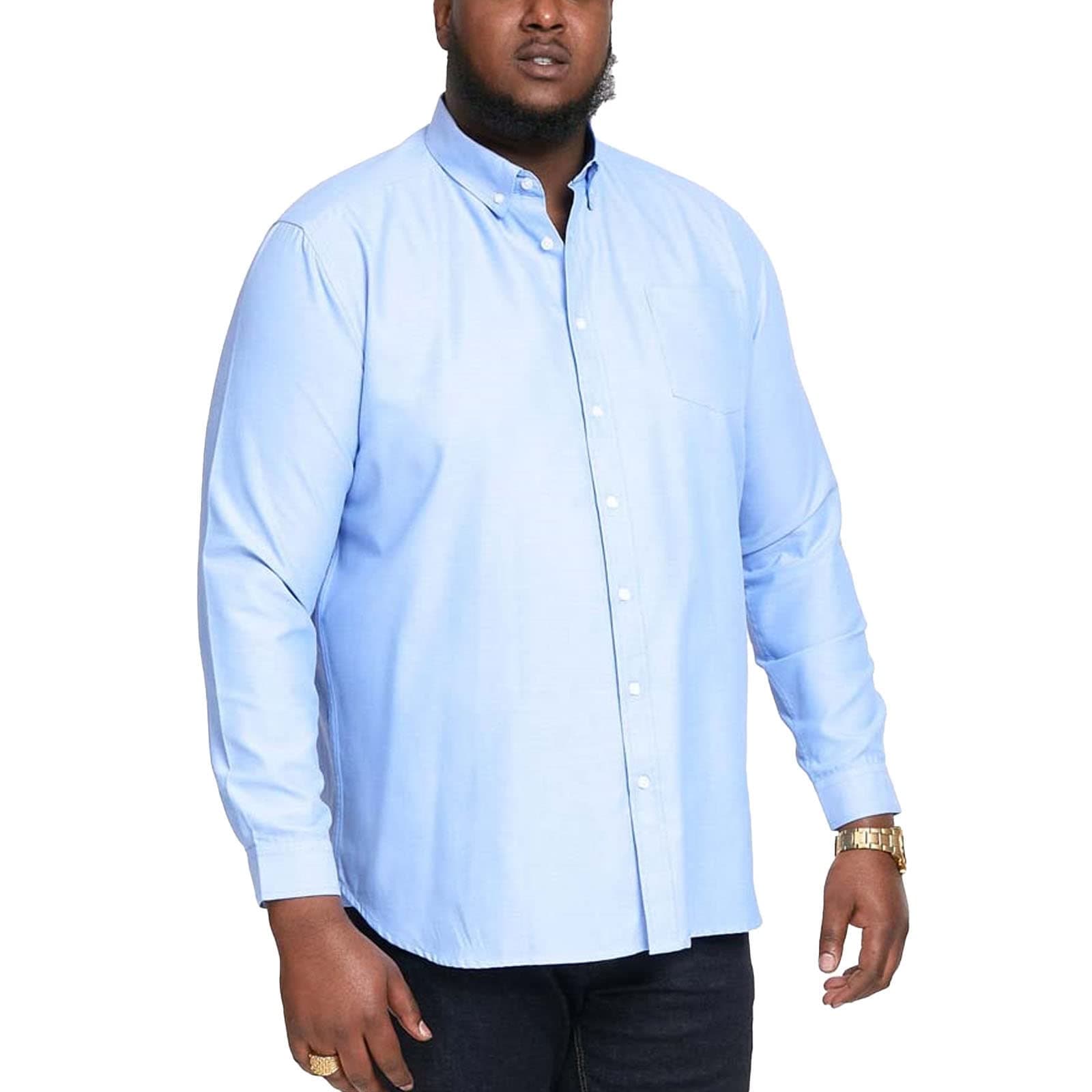 D555 Men's Plus Size Richard Basic Oxford Long Sleeve Shirt in 5 Colours 2XL to 6XL