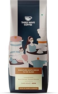 THIRD WAVE COFFEE Signature South Indian Filter Coffee Blend | Dark Roast | Cold Brew | Arabica Coffee | 250 Grams | Coarse Grind, Packet