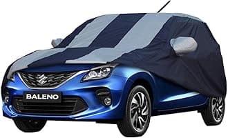 Allextreme BN7005 Car Body Cover Compatible with Maruti Suzuki Baleno Custom Fit Dustproof UV Heat Resistant Indoor Outdoor Body Protection (Blue-Silver with Mirror)