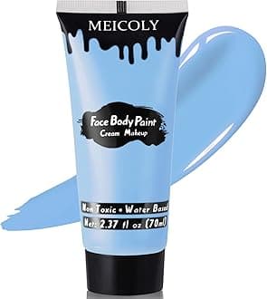 Light Blue Face Body Paint,Pale Baby Blue Face Paint Sadness for Halloween Corpse Bride Avatar Smurf Sally Cosplay Makeup,2.37Oz Large Tube Washable Body Paint for Adult and Kids
