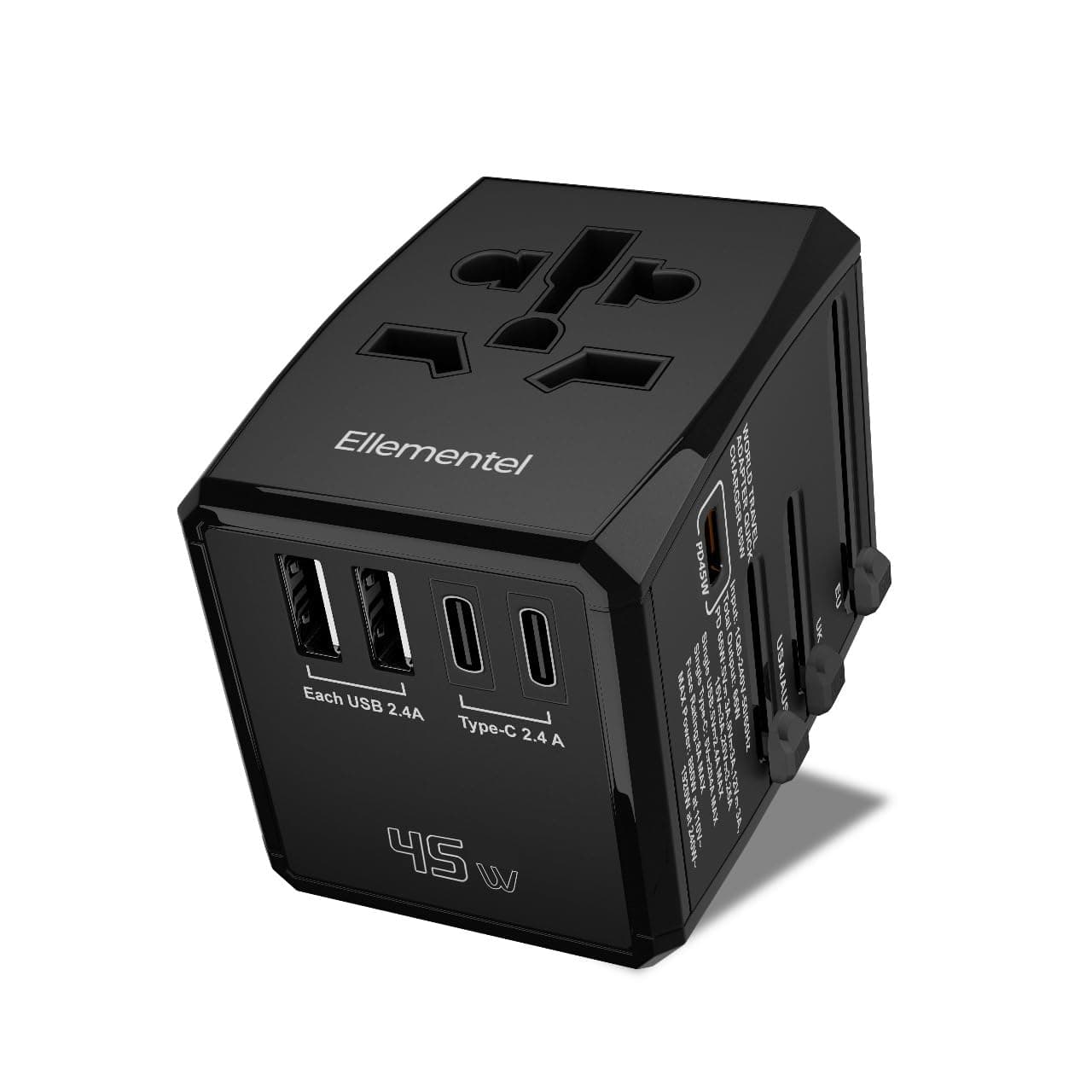 Universal Travel Adapter, High Speed 2.4A 3 Type-C & 2 USB-A Ports Wall Charger with PD - Fast Charging International Plug Adaptor for Electronic Devices Worldwide USA, UK, EU AUS