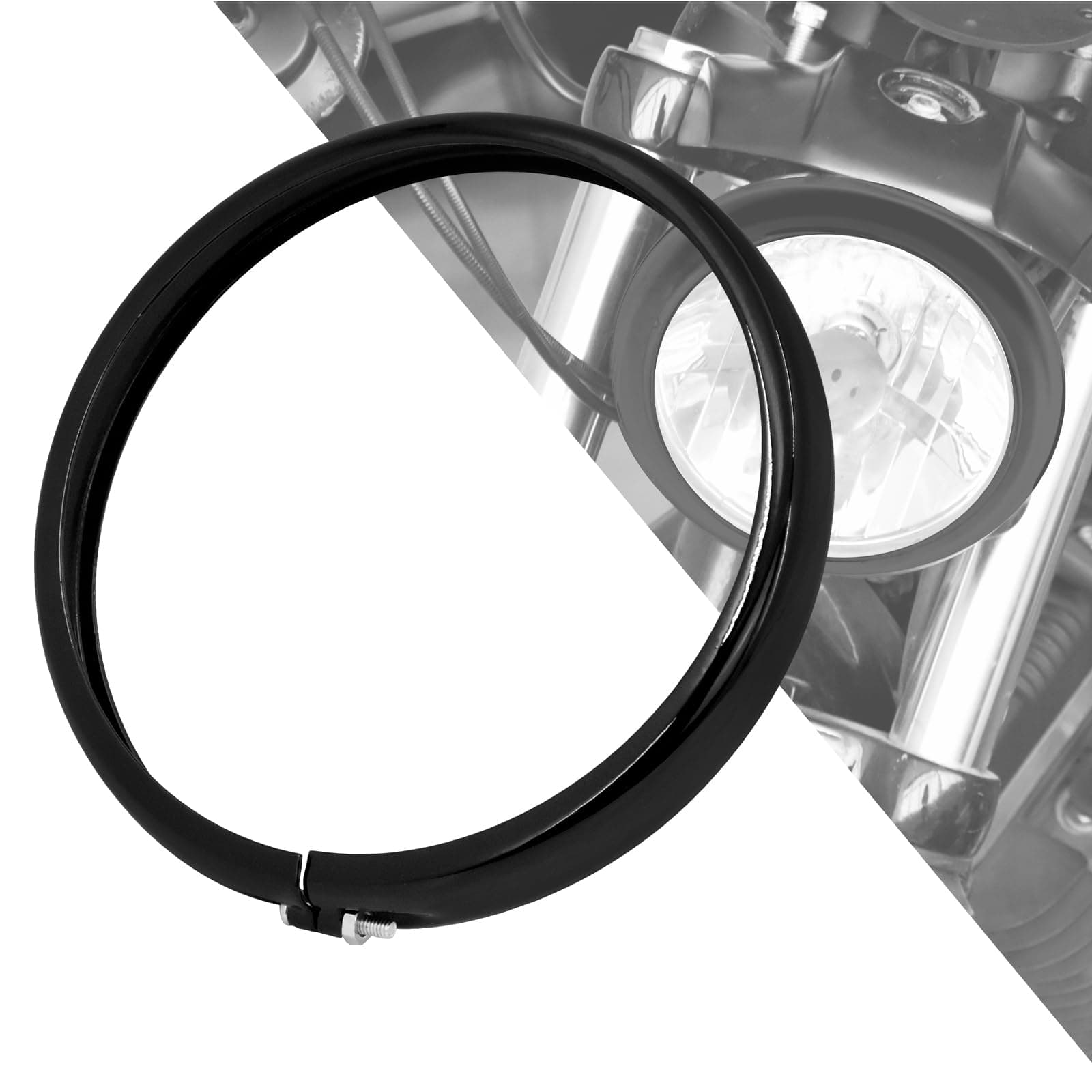 HDBUBALUS Headlight Trim Ring Head Lamp Decorate Ring Fit for Harley Softail Street Bob 2018-2024 1 Pc (Black)