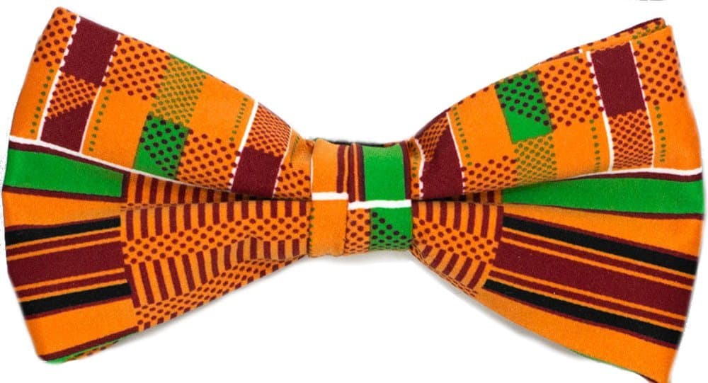 Men's Microfiber Kente African Print Self tie Bow Tie & Pocket Square Hankie Gift Set