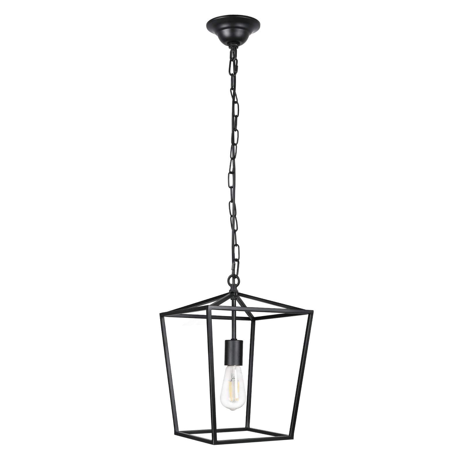 Unicozin Pendant Light Hanging Lantern Lighting Fixture for Kitchen and Dining Room, Industrial Retro Iron Chandelier Fixture,E26 Base, Black (Bulbs Not Included)