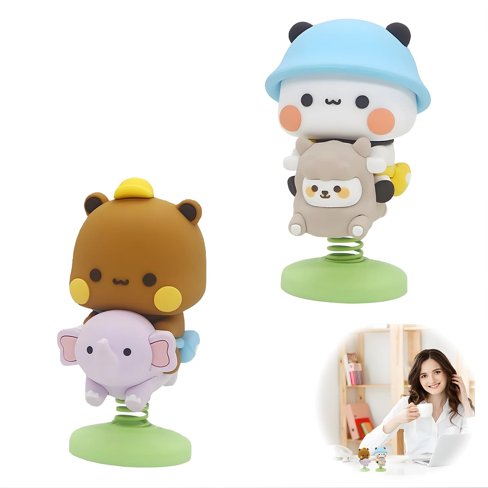 Pack of 2 Bobblehead Figures, Bubu Dudu Bobblehead, Dudu Bubu Bobblehead Figure, Car, Dolls, Desktop, Car Accessories, Cartoon Doll, Flood Play, Men and Women, Gifts