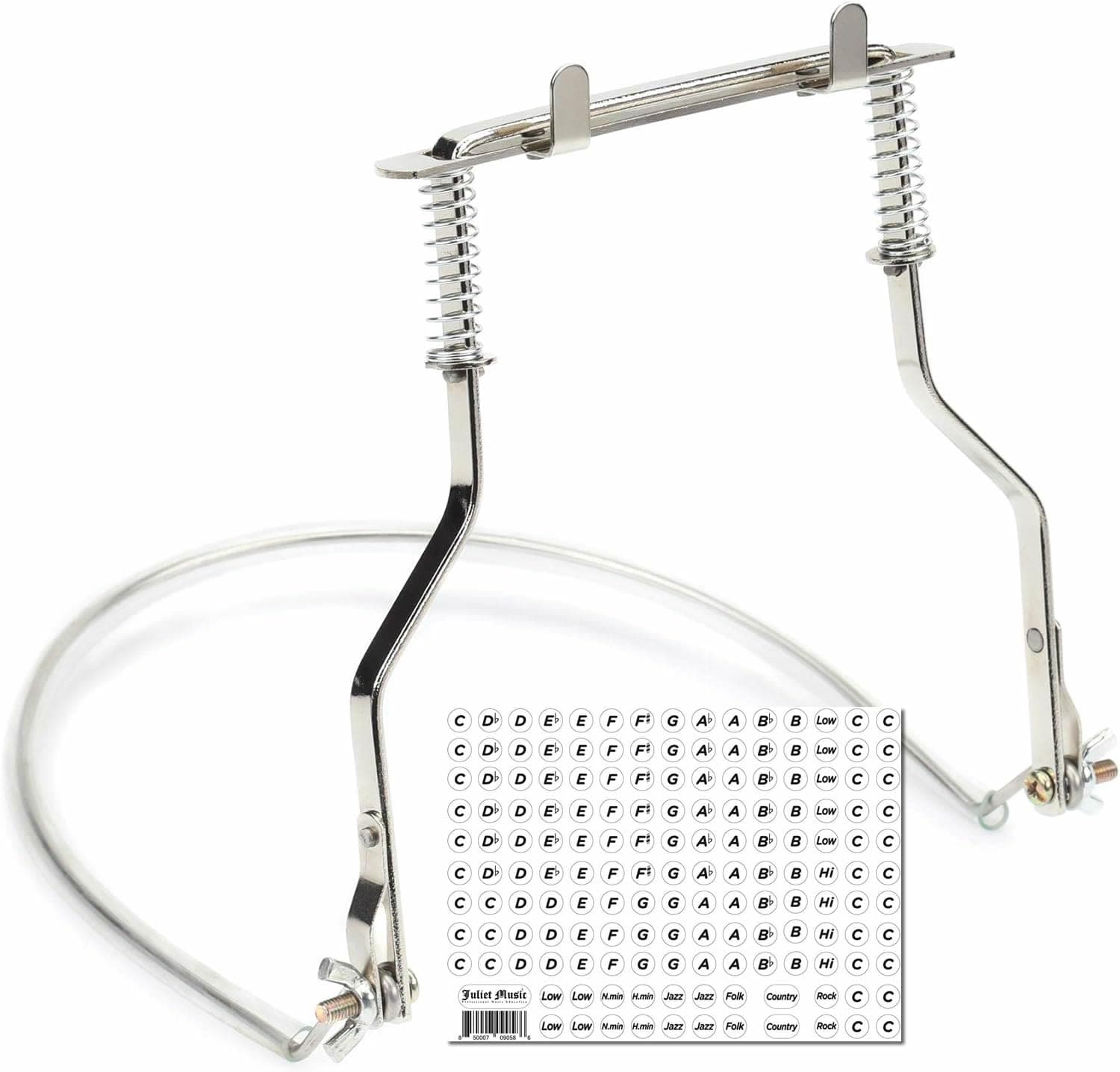 Harmonica Holder HH01,10 Hole Professional Harmonica Holder Neck, Anti-Scratch Adjustable Harmonica Neck Brace,Hands-Free & Juliet Music Note Sticker