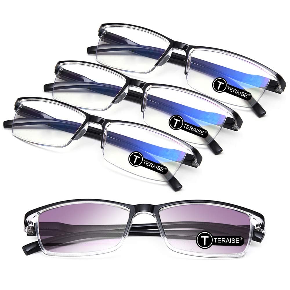 TERAISE Anti- UV Reading Glasses 4 Pairs Blue Light Blocking Reader Womens Mens