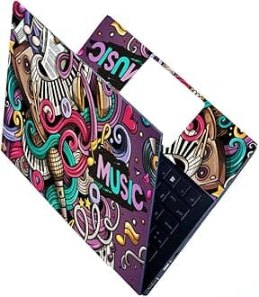 Full Laptop Skin Stickers HD Quality Sticker for Laptops Upto 15.6" (Dustproof|Waterproof|Scratchproof|Reusable) - Music FL
