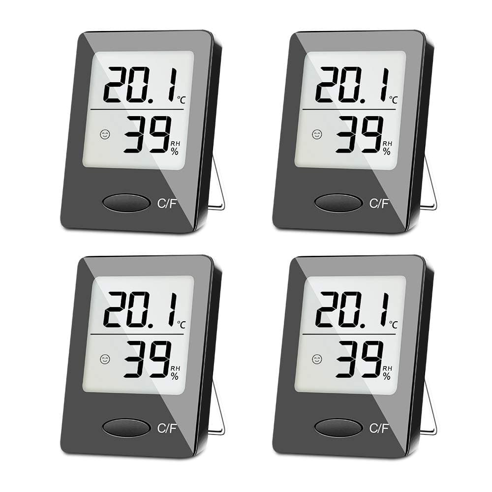 SXCD 4 Pack Digital Hygrometer Indoor Thermometer, Humidity Gauge Indicator Room Thermometer, Accurate Temperature Humidity Monitor Meter for Home, Office, Greenhouse, Mini Hygrometer