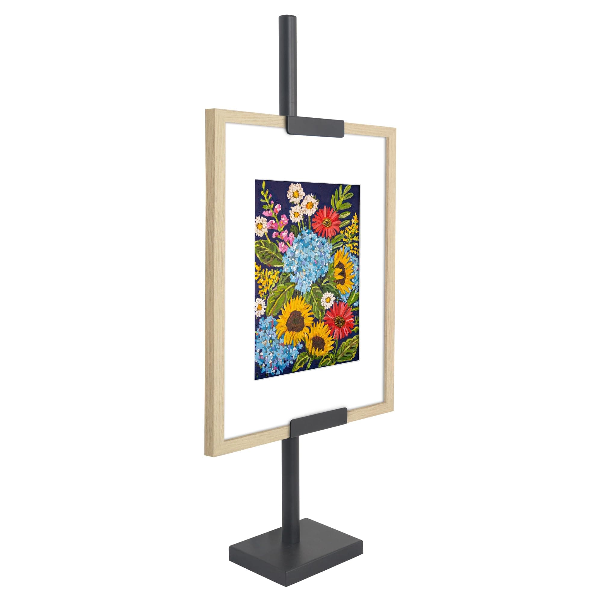 Americanflat Adjustable Tabletop Easel Stand for Picture Frames up to 28" - Ideal for Art, Signs, or Photos - Black Metal Stand