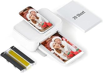 HPRT 4x6 Photo Printer, +20 Sheets&1 Ribbon, Picture Printer for iPhone, Android, Portable Dye-Sublimation, AR Video Printing（White）