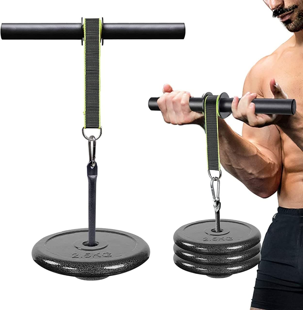 Forearm Blaster Wrist Roller - Forearm Workout Equipment With Soft Foam Grip Handles - Fit 1 Inch Weight Plates -(Without Weight), Black