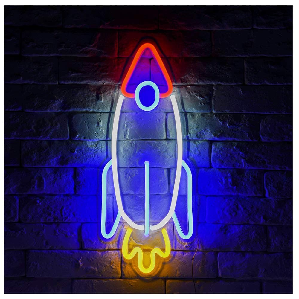Rocket LED Neon Sign Lights Night Light Kids Room Decor