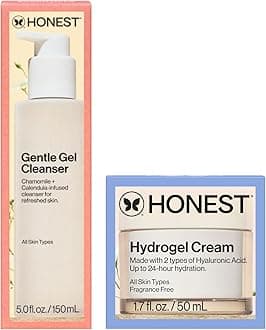 Gentle Gel Everyday Face Cleanser + Moisturizing Hydrogel Cream Bundle | Vegan + Safe for Sensitve Skin | 5 fl oz, 1.7 fl oz
