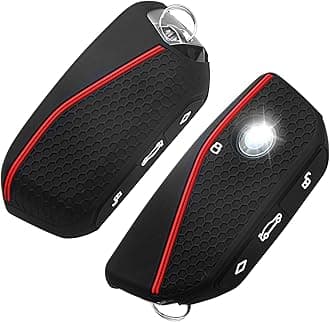 QBUC 2PCS for BMW Key Fob Cover, Soft Silicone Key Case for BMW 2024 2023 2025 7 Series IX I5 M60 X5 X7 X6 IX I7 Car Key Protector with Rings (3 Button,Red)