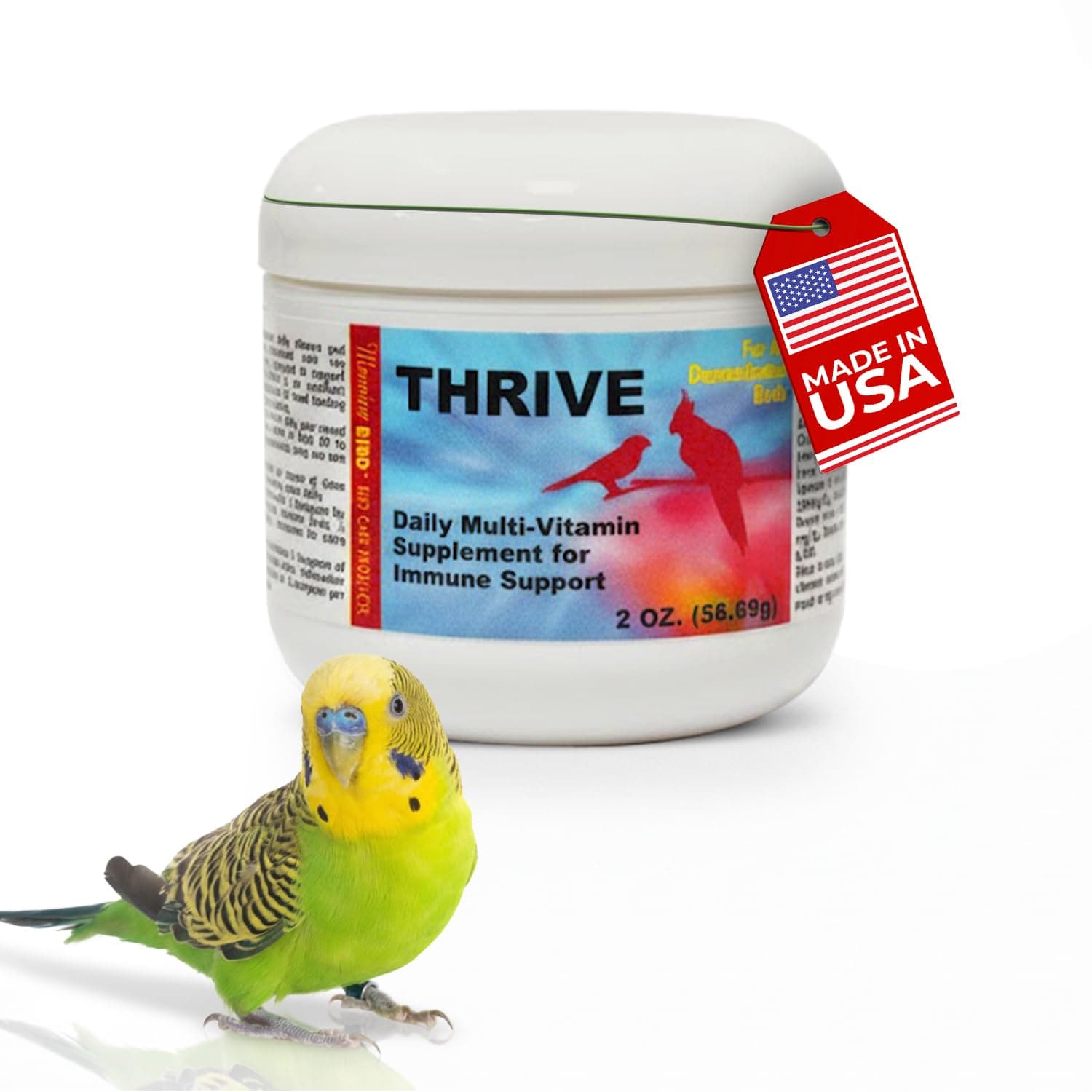 Morning Bird Thrive 2 oz – Daily Multi-Vitamin Bird Supplement for Immune & Recovery Support – Ideal for Sick, Injured, or Recovering Birds – Energy & Wellness Formula for Adult Birds