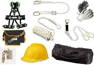 A&BG Full Body Safety Harness Belt Rock Climbing Harnesses Belt, Building Window Cleaning Kit, Tower Safty Kit, Construction Safety Kit, Climbing Harness Safty Belt- 50 Mtr Rope