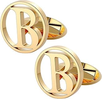 Cufflinks for Men Classic Tuxedo Shirt Wedding Cuff Links Personalized Initials A-Z Gift