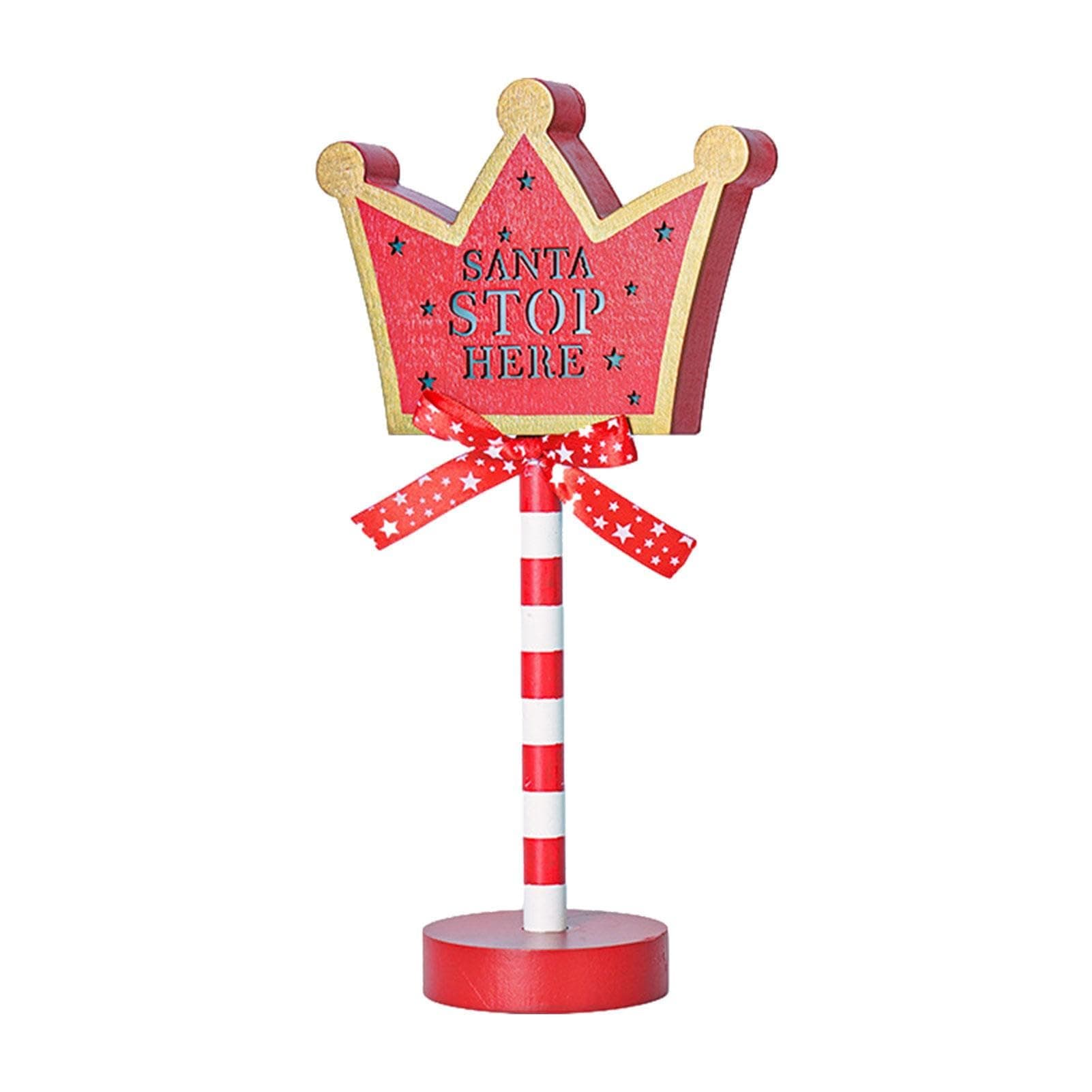 Stop Sign Party Decoration | LED Santa Stop Here Tree Topper,Light Up Stop Sign Vertical Outdoor Signs Desk Lamp for Patio, Pathway, Lawn, Walkway Hocanavi