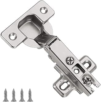 2 Pcs Slide-on 35mm Kitchen Cabinet Wardrobe Door Hinge,110 Degree Self Close Full Overlay Standard Hinge-Nickel Plated