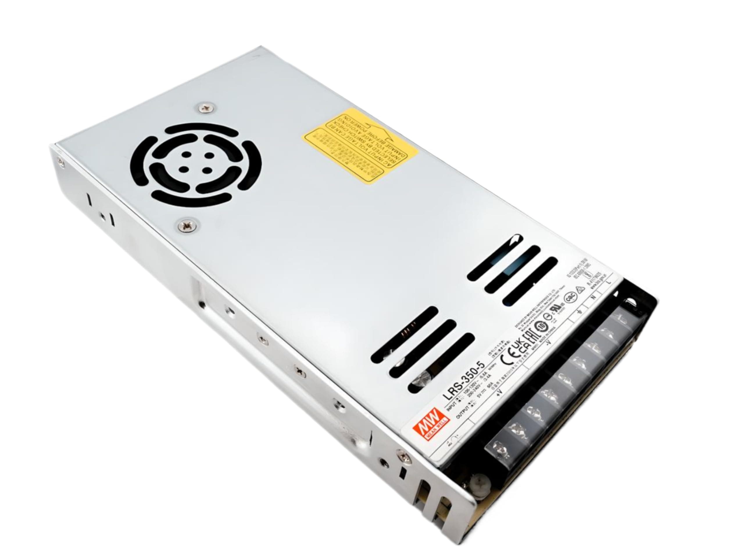 Mean Well LRS-350-5 Enclosed 300W 60A 5V AC/DC Power Supply High Efficiency, Adjustable Output, Cooling Fan, Wide Input Voltage, Comprehensive Protections Ideal for Industrial, LED, A/V Applications