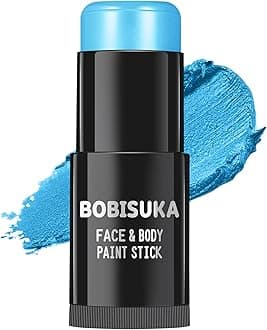 Light Blue Face Paint Stick, Baby Blue Eye Black Body Sticks for Sports, Waterproof Painting for Halloween Avatar Corpse Bride Smurf Cosplay Special Effects Costume SFX Makeup Kit