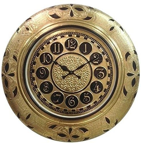 RoyalsCart Golden Metal Analog Wall Clock