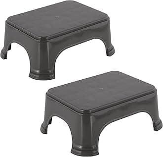 Kuber Industries Pack of 2 Durable Bathroom Stool for Bathing | Comfortable Indoor Machiya for Sitting | Senior Citizens Bath Stool & Adults Patla Chair for Home | Plain P6 - Grey