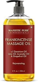 MAJESTIC PURE Frankincense Scar and Stretch Massage Oil for Massage Therapy- Invigorating, Refreshing, and Relaxing - Massage, Made with Natural Oils - for All Skin Types - Men and Women - 8 fl oz