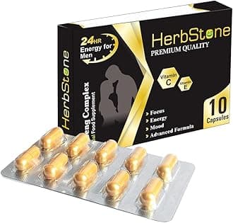 New Powerful Formula for Men HERBSTONE Gold - New Super Strong Herbal Supplement for Men, Ginseng - Strong Natural Performance Enhancing Formula. Long Lasting Results: 700mg - 10 Capsules.