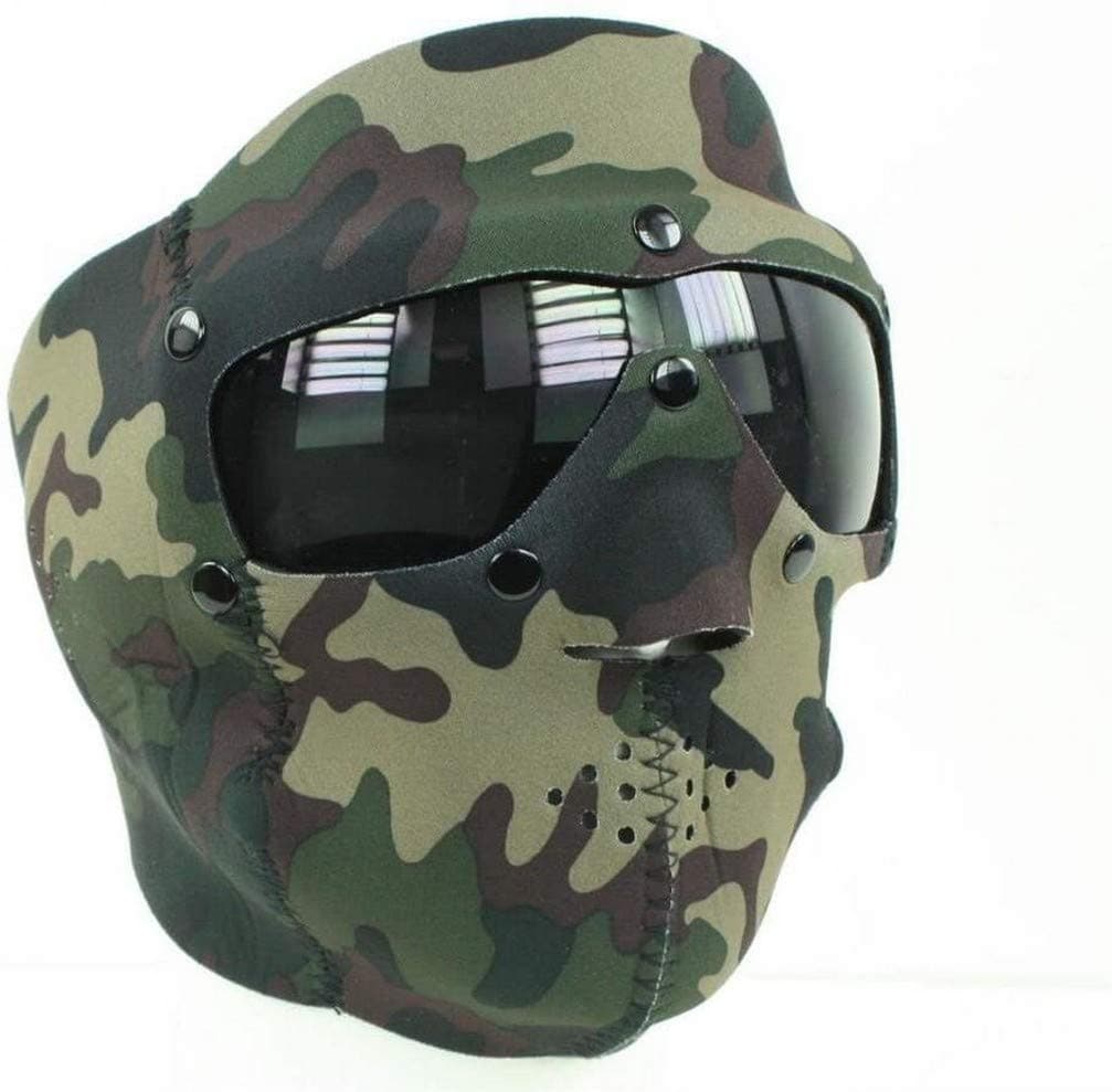 Neoprene Face Mask with Integrated Goggles Black Clear Lens