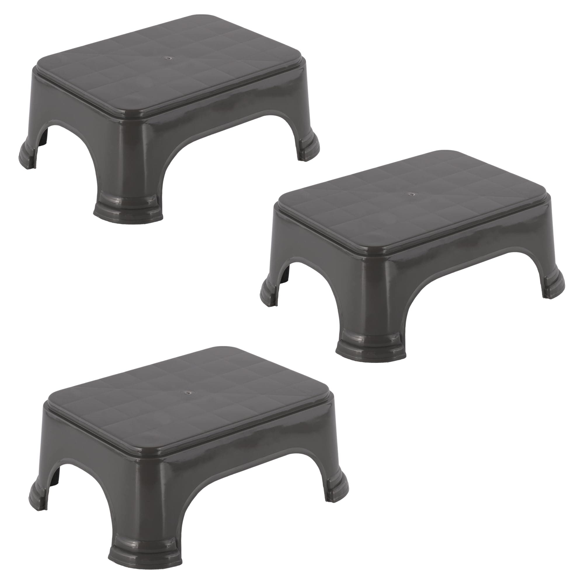 Kuber Industries Pack of 3 Durable Bathroom Stool for Bathing | Comfortable Indoor Machiya for Sitting | Senior Citizens Bath Stool & Adults Patla Chair for Home | Plain P6 - Grey