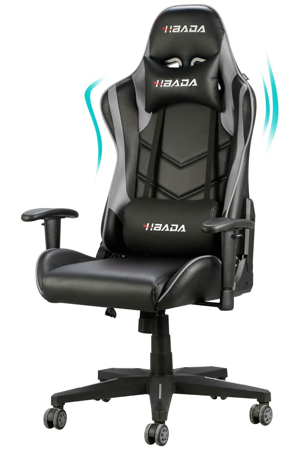 Hbada Gaming Chair Racing Style Ergonomic High Back Computer Chair with Height Adjustment, Headrest and Lumbar Support E-Sports Swivel Chair, Gray(1-Year Warranty)