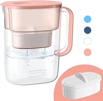 Waterdrop 200-Gallon Long-Life Lucid 10-Cup Large Water Filter Pitcher, NSF Certified, 5X Times Lifetime, Reduces PFOA/PFOS, Chlorine, BPA Free, Pink