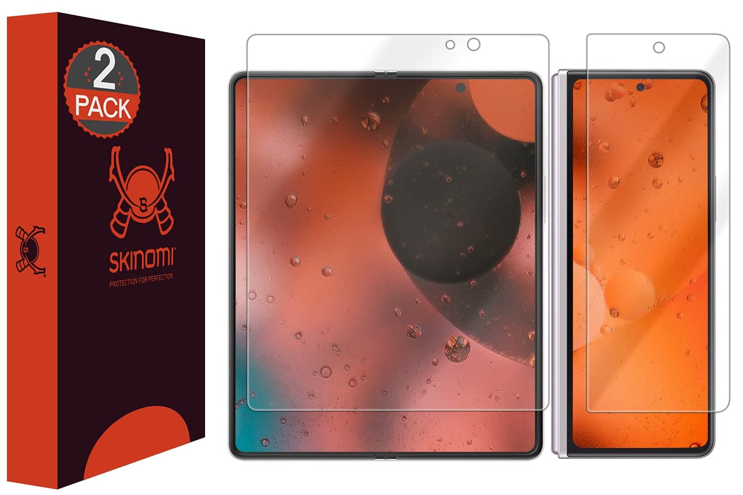 SkinomiScreen Protector Compatible with Samsung Galaxy Z Fold 3 (2-Pack) Clear TechSkin TPU Anti-Bubble HD Film