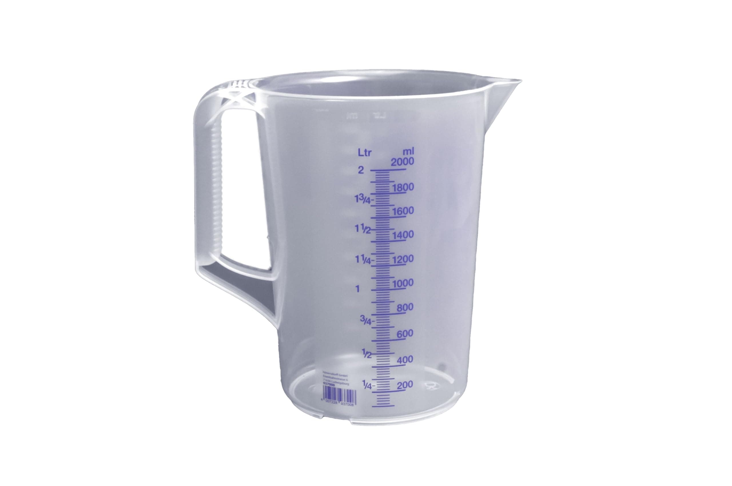 Hunersdorff 937000 Graduated Can with Closed Handle, White/Blue, 2000 ml