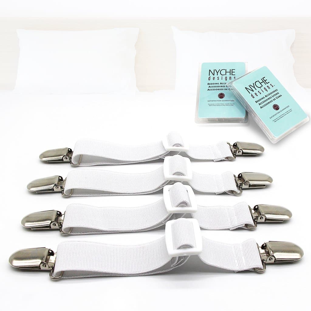 The Nyche Designs Adjustable Heavy Duty Bed Sheet Grippers Holders Cover Suspenders (Set of 4)