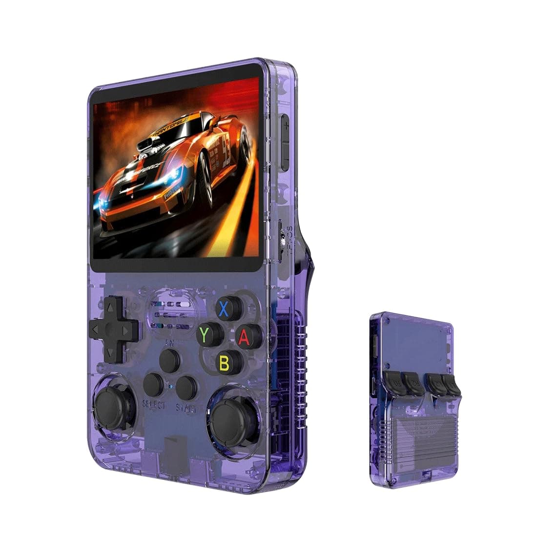 Actualia R36S Retro Handheld Game Console with 128G Built-in 20000+ Classic Games, Open Source Linux System 3.5 Inch IPS Screen Portable Pocket Video Player, Translucent Purple