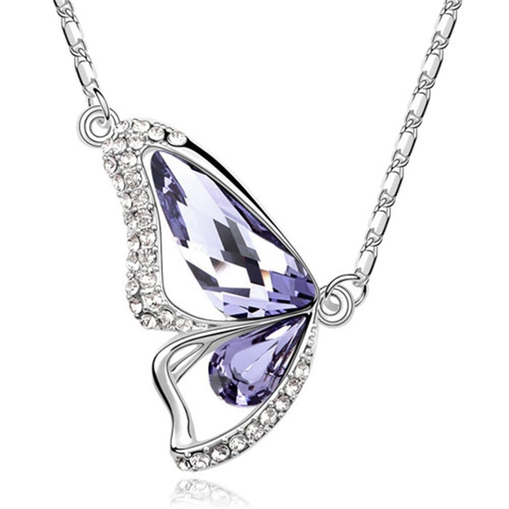 Austrian Crystal Daisy Butterfly Pendant Necklace Dancer
