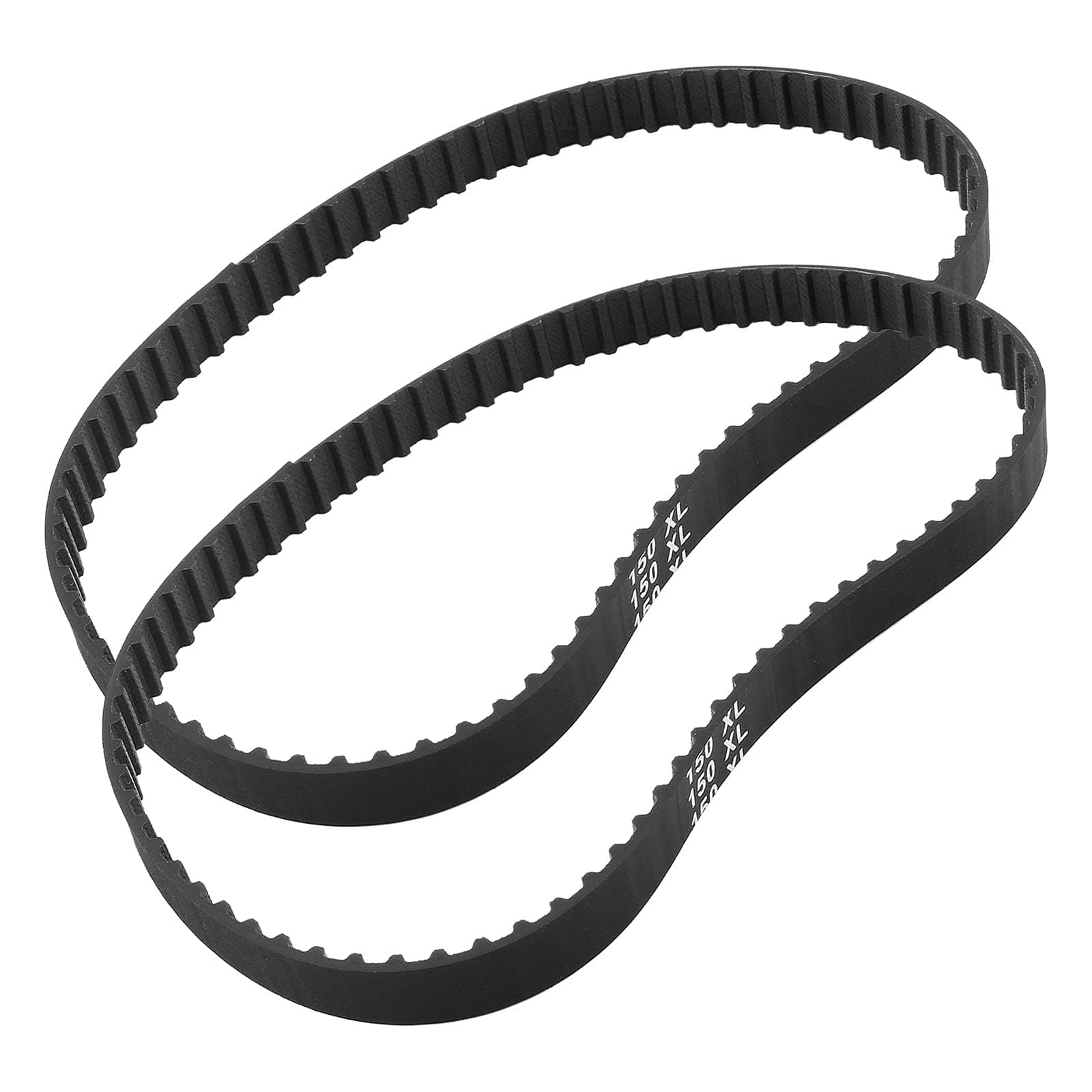 2Pcs 150XL 037 Timing Belt 75 Teeth Black Cogged Rubber Geared Belt 10mm Cog Drive Belt (150XL037)