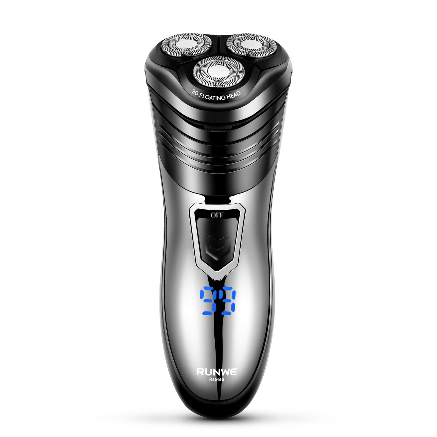 RUNWE Rs986 Electric Razor Rotary Shaver with Pop-Up Beard Trimmer and LCD Display for Men Wet and Dry Shaving