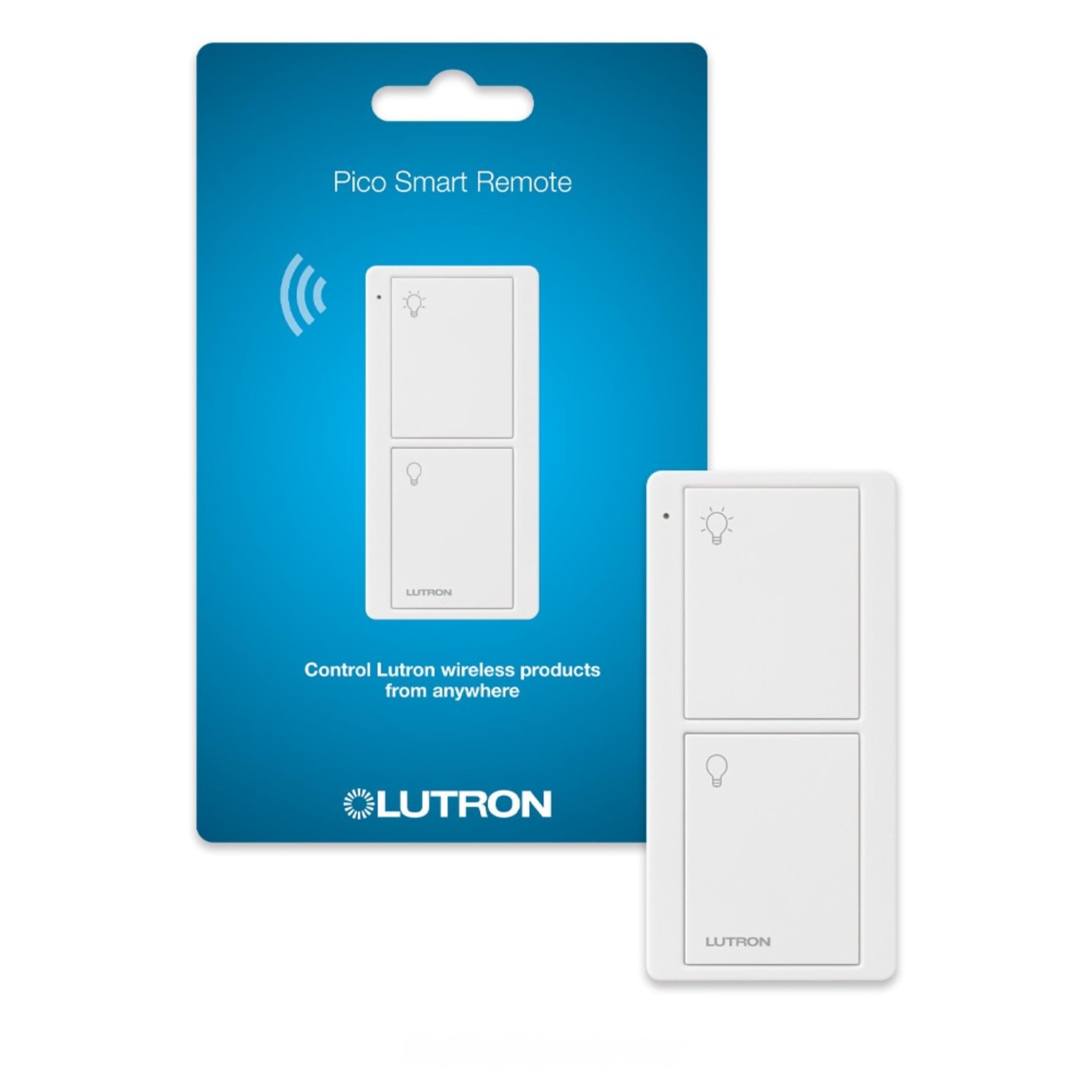 Lutron Caseta Smart Lighting 2-Button Pico Remote, for Wireless Lighting Control, Works w/Alexa, Apple Homekit, Google Home (Hub Required), Batteries Included, PJ2-2B-GWH-L01, White