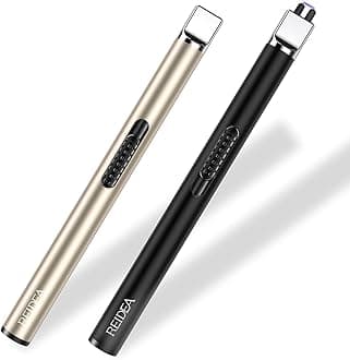 REIDEA Lighter S4 Electric Candle Lighter USB Rechargeable with Safety Switch, Portable Fast Heat Windproof Plasma Lighters, Perfect for Home Cooking BBQ Camping Fireworks (Champagne Gold + Black)