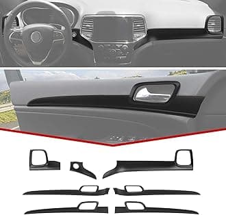JeCar Center Console Dashboard Panel Trim Inner Door Handle Cover Interior Trim Kit Compatible with Jeep Grand Cherokee WK2 2014-2020, Matte Black