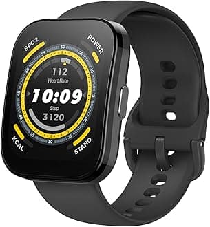 Amazfit Bip 5 Smart Watch 46mm, GPS, Amazon Alexa Built-in, Bluetooth Calling, 10-Day Battery, Heart-Rate & VO2 Max, Sleep Health Monitoring, AI Fitness Tracker App, for Android & iPhone, Black