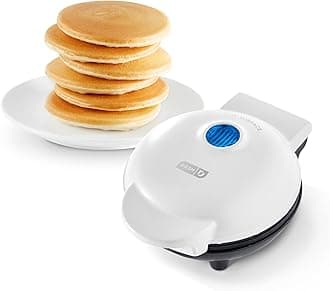 DASH Mini Maker Electric Round Griddle for Individual Pancakes, Cookies, Eggs & other on the go Breakfast, Lunch & Snacks with Indicator Light + Included Recipe Book - White