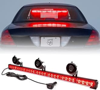 Xprite 31.5 Inch LED Traffic Advisor Strobe Light Bar, 21 Flashing Patterns w/Suction Cup Mount, Windshield Deck Emergency Warning Safety Lightbar for Firefighter Volunteer POV Vehicles Trucks, Red