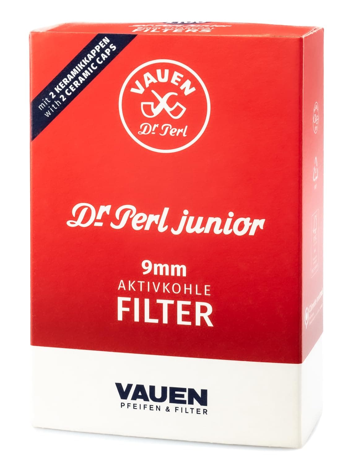 Vauen Dr. Perl Junior 9mm Activated Carbon Pipe Filters, 100 Pack