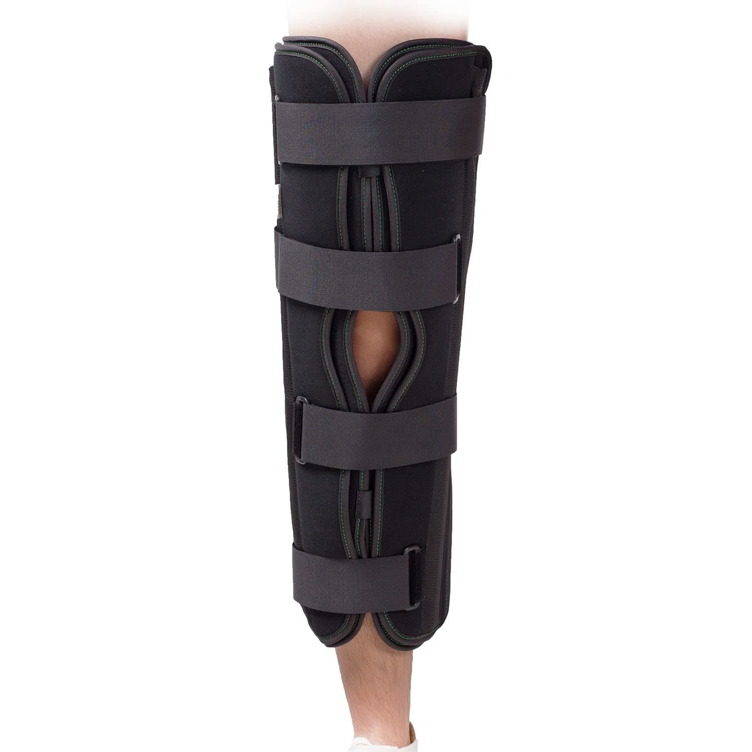 3-Panel Knee Immobilizer Full Leg Support Brace, Aluminum Alloy Straight Knee Splint - for Knee Pre-and Postoperative & Injury or Surgery Recovery-Size S